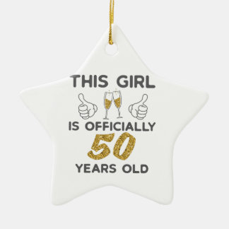 Ornamento De Cerâmica Womens This Girl Officially 50 Years 50th Birthday
