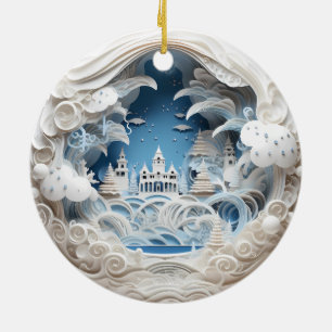 Ornamento De Cerâmica Wonderland de inverno de 3D