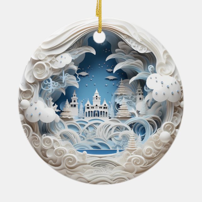 Ornamento De Cerâmica Wonderland de inverno de 3D (Traseira)