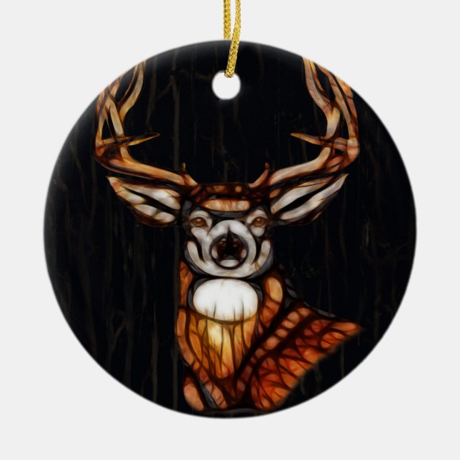 Ornamento De Cerâmica Wooden Wood Deer Rustic Country Farmhouse Única (Frente)