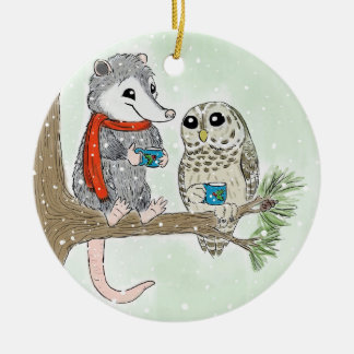 Ornamento De Cerâmica Woodland Amigos da Árvore de Natal