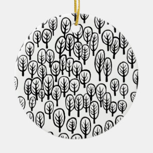 Ornamento De Cerâmica Woodland - B&W