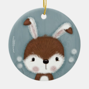 Ornamento De Cerâmica Woodland Bunny Portrait