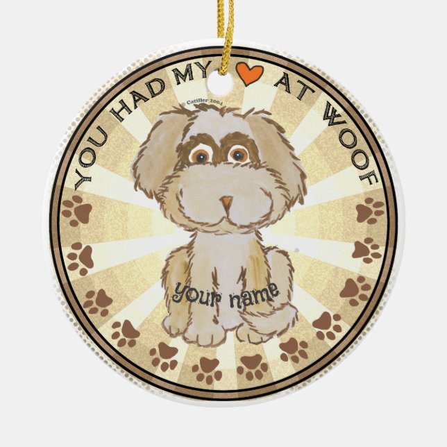 Ornamento De Cerâmica Woof Cachorro   (Frente)