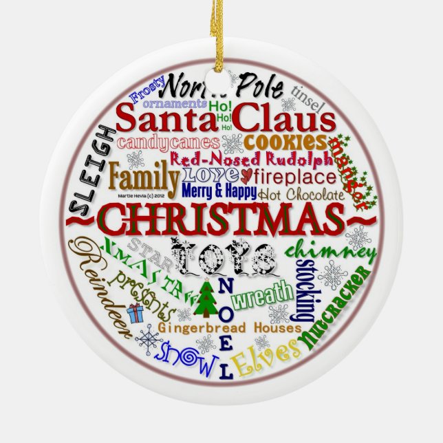 Ornamento De Cerâmica Word-Art de Natal (Personalize com sua foto) (Traseira)