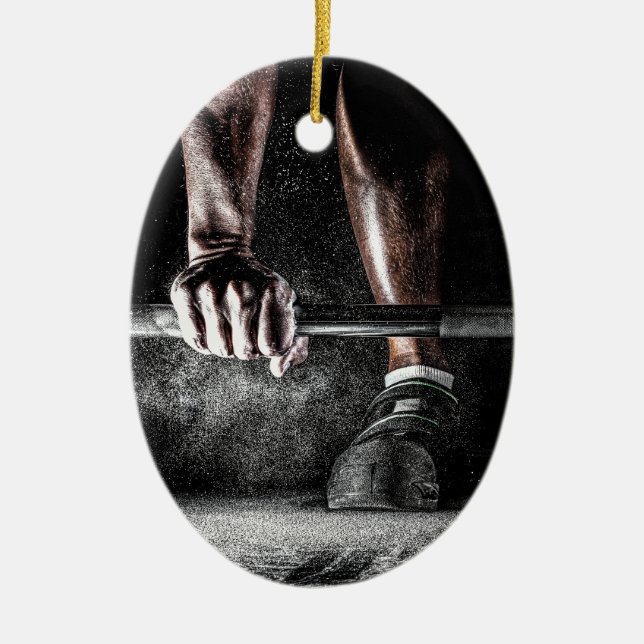 Ornamento De Cerâmica Workout de Gym de Levantamento de Peso da malhação (Frente)