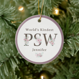 Ornamento De Cerâmica World’s Kindest  PSW Floral Christmas