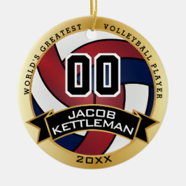Ornamento De Cerâmica World's Greatest Volleyball Player Red, White Blue