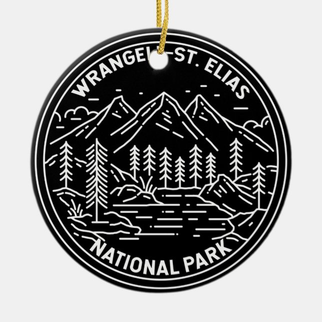 Ornamento De Cerâmica Wrangell Rua Elias National Park Alaska Monoline (Frente)