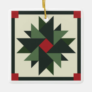 Ornamento De Cerâmica Wreath Barn Quilt Ornament