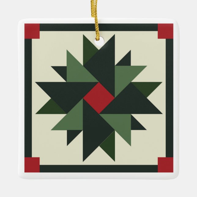 Ornamento De Cerâmica Wreath Barn Quilt Ornament (Frente)