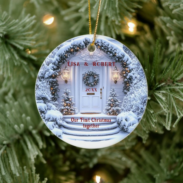 Ornamento De Cerâmica Wreath da Porta Branca de inverno Primeiro Natal J (Árvore)
