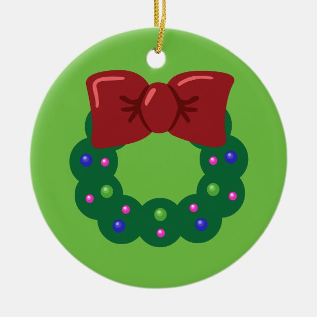 Ornamento De Cerâmica Wreath Natal (Frente)