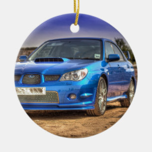 Ornamento De Cerâmica WTI "Hawkeye" de Subaru Impreza no azul