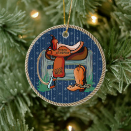 Ornamento De Cerâmica WWestern Rodeo Saddle Champion Grandson