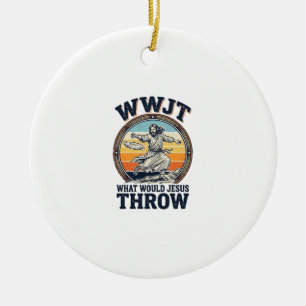 Ornamento De Cerâmica WWJT O Que Jesus Lançaria Camiseta de Disco Vintag