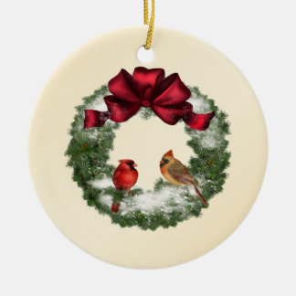 Ornamento De Cerâmica X-Mas Wreath e Birds