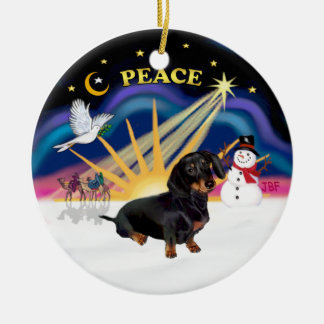 Ornamento De Cerâmica X-Nascer do Sol - Dachshund preto e acastanhado