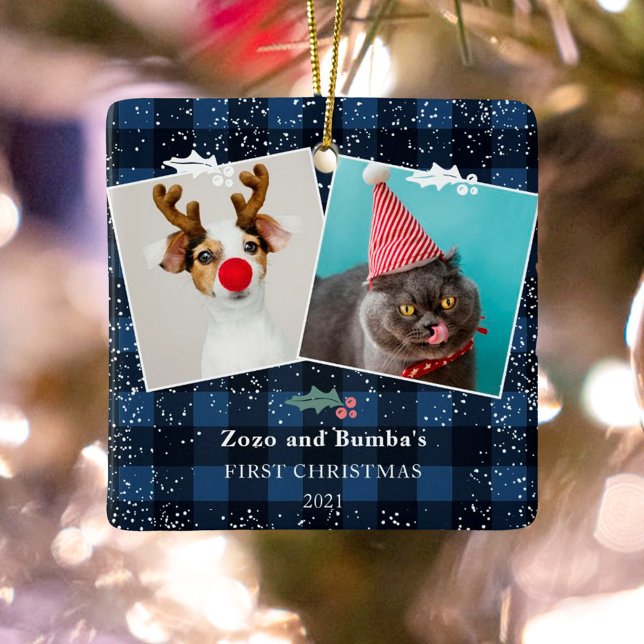 Ornamento De Cerâmica Xadrez azul-russa, névoa com névoa névoa 2 fotos (Criador carregado)