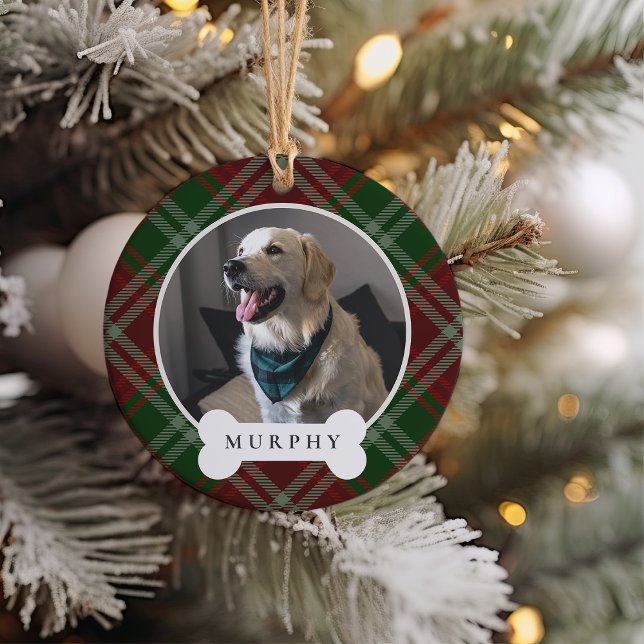 Ornamento De Cerâmica Xadrez Clássica Personalizada Pet Dog Foto e Nome (Criador carregado)