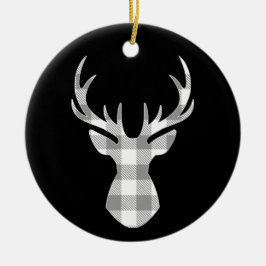 Ornamento De Cerâmica Xadrez de Búfalos de Natal Branco e Negro Clássico