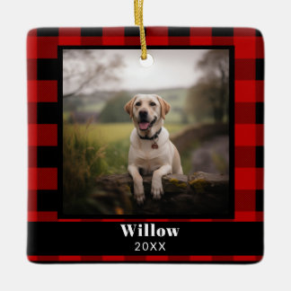 Ornamento De Cerâmica Xadrez de Foto Memorial de Pet Personalizada de Bu