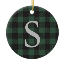 Xadrez Escocês Tartan Verde Preto Búfalo Monograma