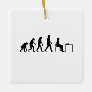 Ornamento De Cerâmica Xadrez - Evolução do Jogador de Xadrez