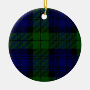 Ornamento De Cerâmica xadrez verde azul de tartan Black Watch
