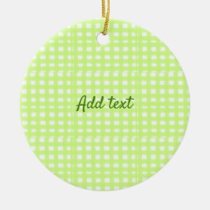 Ornamento De Cerâmica Xadrez verde em aquarela personalizado adicionar t