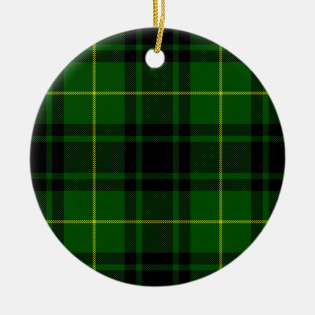 Ornamento De Cerâmica Xadrez verde MacArthur tartan (Frente)