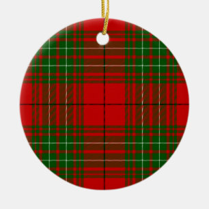 Ornamento De Cerâmica Xadrez verde-vermelha Comyn tartan