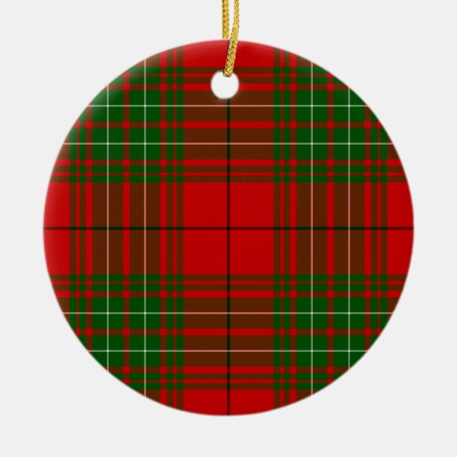 Ornamento De Cerâmica Xadrez verde-vermelha Comyn tartan (Frente)