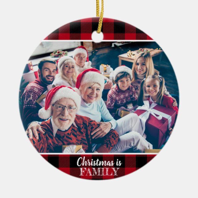 Ornamento De Cerâmica Xadrez Vermelho Russo de Foto Personalizada 2 (Frente)