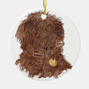 Ornamento De Cerâmica Xena o chocolate Labradoodle