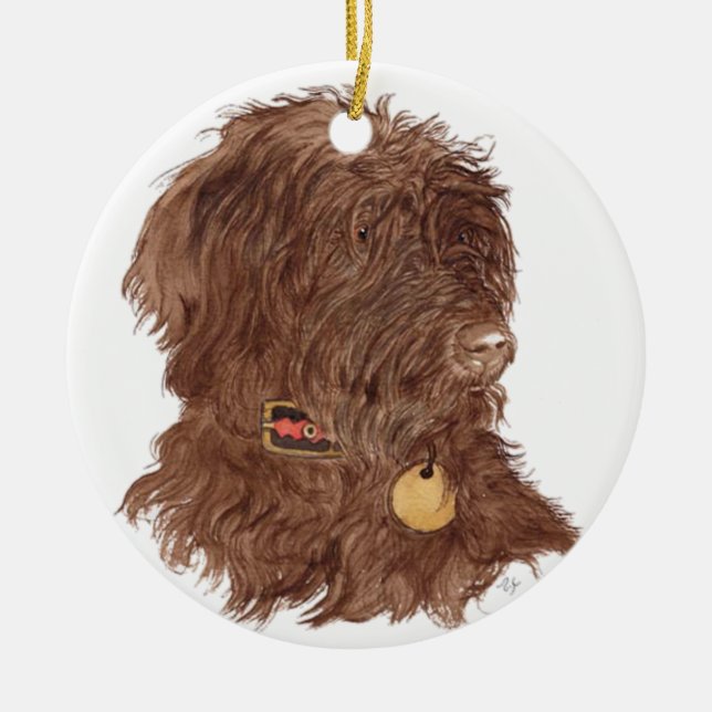 Ornamento De Cerâmica Xena o chocolate Labradoodle (Frente)