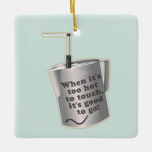 Ornamento De Cerâmica Xícara de leite de café Barista (Frente)