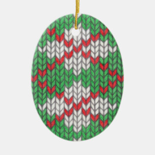 Ornamento De Cerâmica XMAS ARGYLE KNIT Cerâmica Oval Ornament