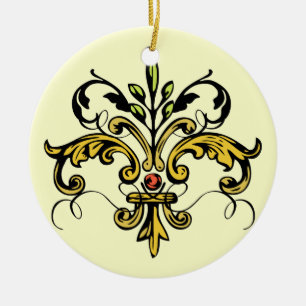 Ornamento De Cerâmica Xmas da flor de lis
