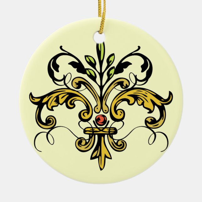 Ornamento De Cerâmica Xmas da flor de lis (Frente)