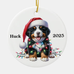Ornamento De Cerâmica Xmas de Cachorro Montanês Personalizado