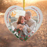 Ornamento De Cerâmica Xmas de Foto de Frame de Pine Silver e Holly Perso<br><div class="desc">Moldura prateada com enfeite e ornamento de pinheiro para mostrar sua própria memória especial. A forma do coração é um símbolo perfeito para o amor. A brilhante e brilhante borda prateada circunda suas fotos. A fita sagrada, pinheira e seda completa toda a design com uma atmosfera alegre da época de...</div>