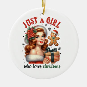 Ornamento De Cerâmica Xmas Deu Apenas Uma Menina Que Ama O Natal
