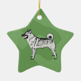 Ornamento De Cerâmica Xmas Elkhound da feliz