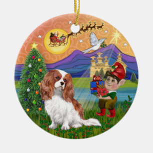 Ornamento De Cerâmica Xmas Fantasy-Blenhe Cavalier King Charles Spaniel