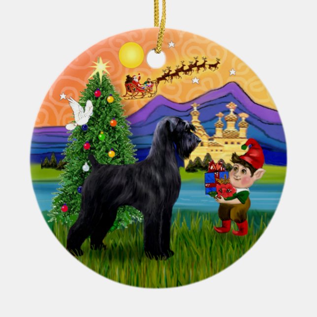 Ornamento De Cerâmica Xmas Fantasy - Giant Black Schnauzer (Frente)
