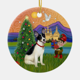 Ornamento De Cerâmica Xmas Fantasy - Rat Terrier