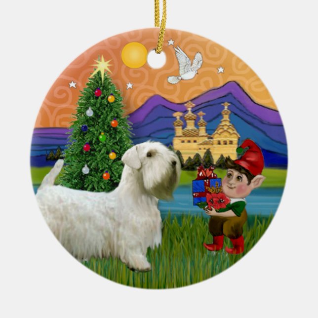 Ornamento De Cerâmica Xmas Fantasy - Sealyham Terrier (Frente)