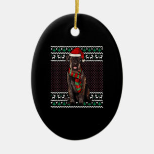Ornamento De Cerâmica Xmas Giant Schnauzer Cachorro Santa Chapéu Feio Na
