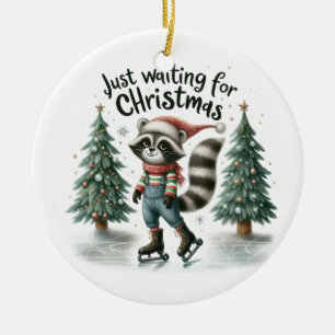 Ornamento De Cerâmica Xmas Gift Apenas Esperando Pelo Natal